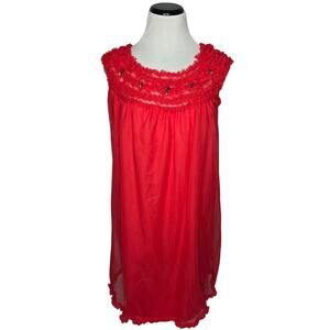 Vintage Penney's Gaymode Nightgown and Bloomer Lingerie Red Nightie 60s Medium